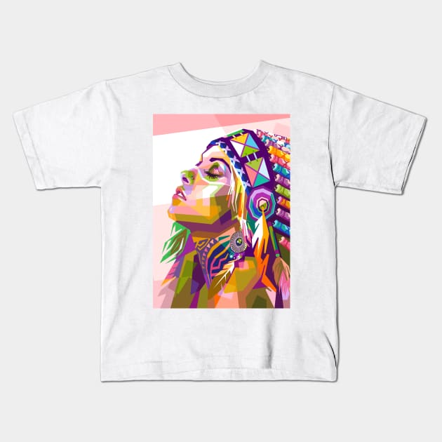 Apache Girl Kids T-Shirt by lots of artWork